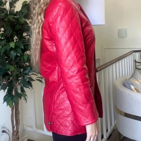 Salvatore Ferragamo Women’s Red Authentic Leather Jacket Vintage Size 8 EU42